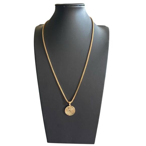 Love Tatum Vintage Coin Kali Necklace 24K Electroplated Gold One of a Kind 23” - Picture 1 of 6